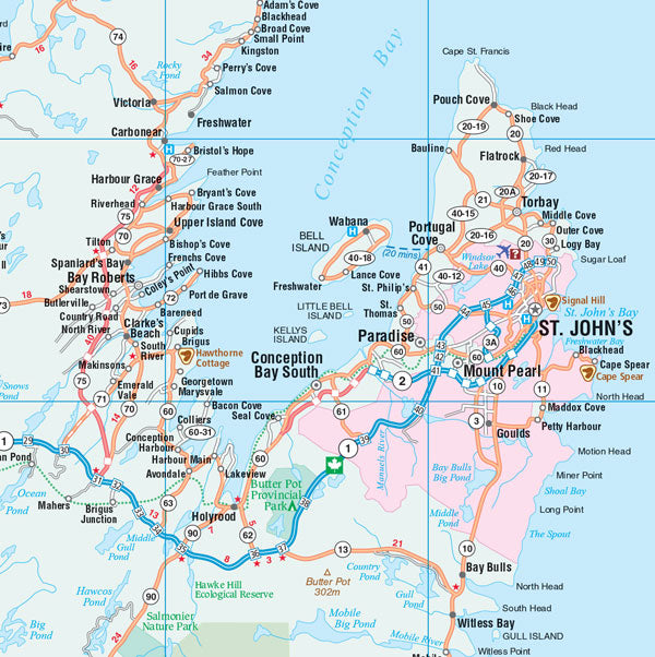 Newfoundland & Labrador Road Map Fast Track - Laminated -  MapArt