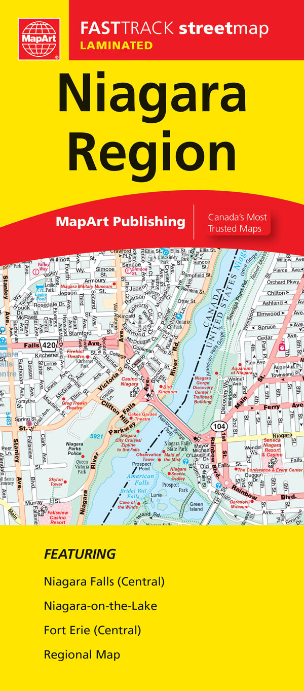 Niagara Region (ON) Street Map Fast Track - Laminated -  MapArt