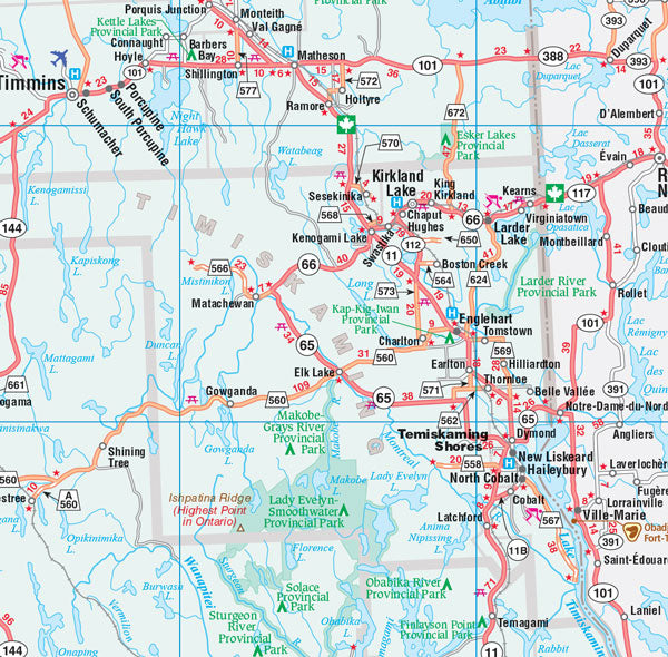 Northern Ontario Road Map Fast Track - Laminated -  MapArt