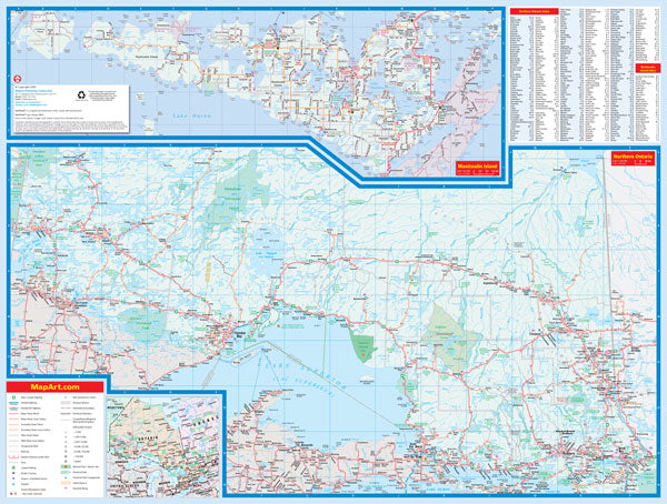 Northern Ontario Road Map Fast Track - Laminated -  MapArt