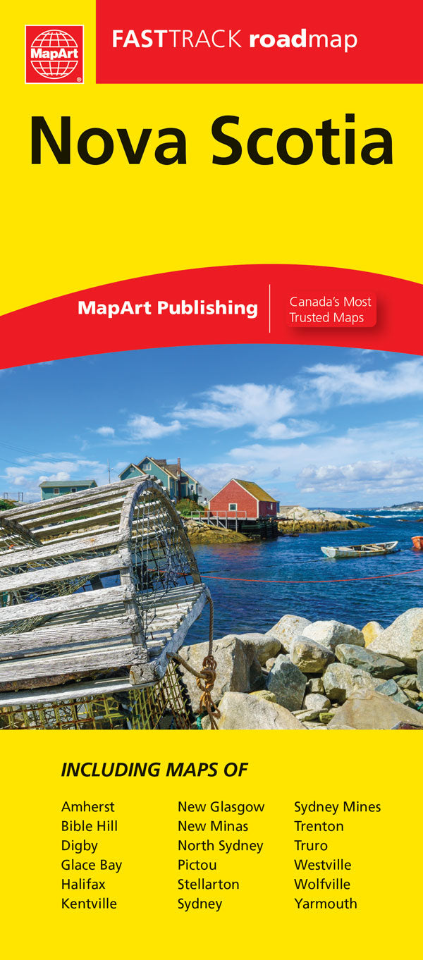 Nova Scotia Road Map Fast Track - Laminated -  MapArt