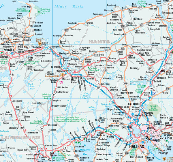 Nova Scotia Road Map Fast Track - Laminated -  MapArt