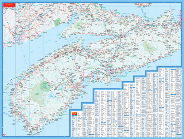 Nova Scotia Road Map Fast Track - Laminated -  MapArt