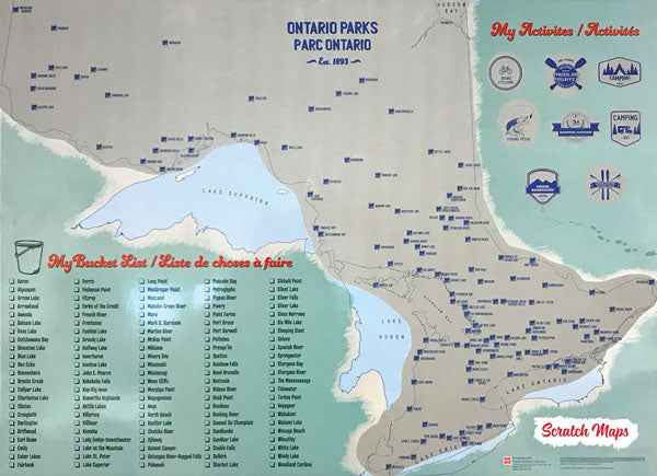 Ontario Provincial Parks Scratch Wall Map 28.5x20 -  MapArt