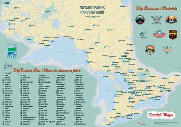 Ontario Provincial Parks Scratch Wall Map 28.5x20 -  MapArt
