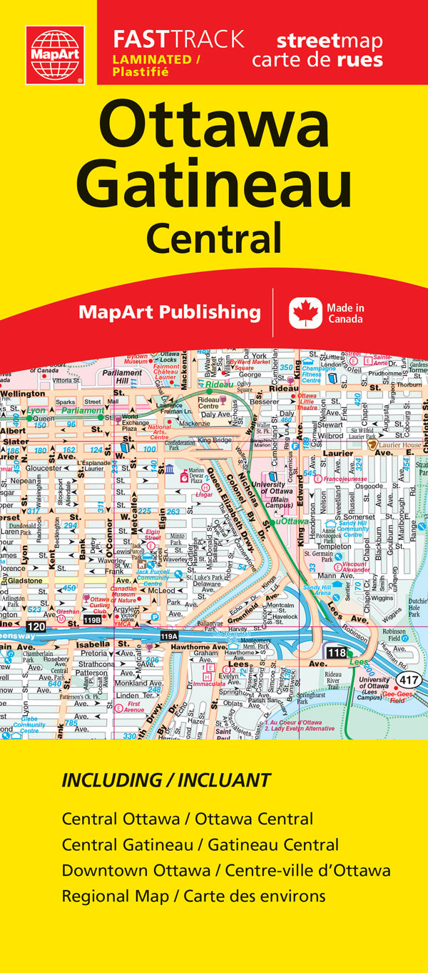 Ottawa Gatineau (ON) Road Map Fast Track - Laminated -  MapArt