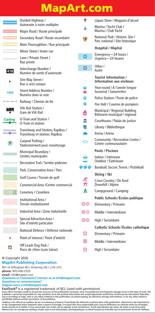 Ottawa Gatineau (ON) Road Map Fast Track - Laminated -  MapArt