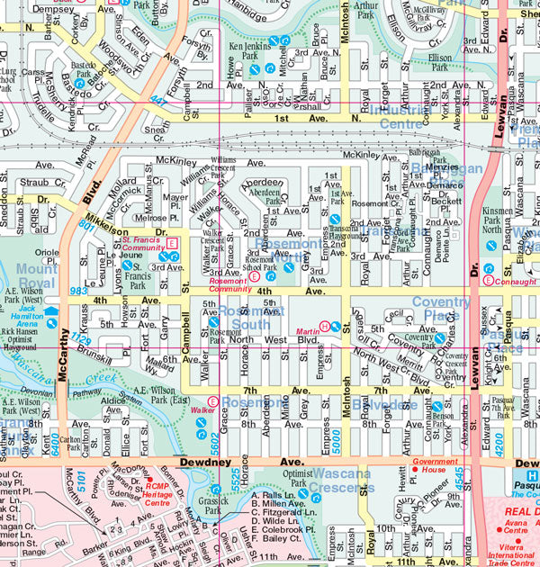 Regina (SK) Street Map Fast Track - Laminated -  MapArt