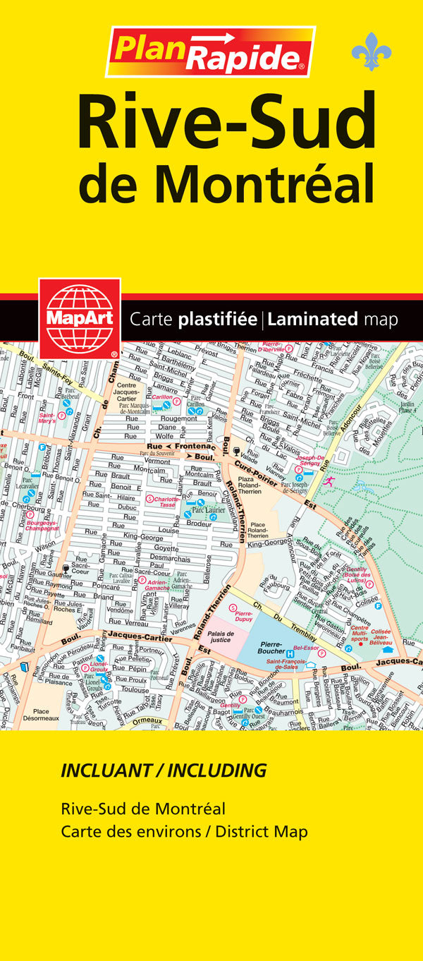 Rive-Sud de Montréal (QC) Fast Track Map - Laminated -  MapArt