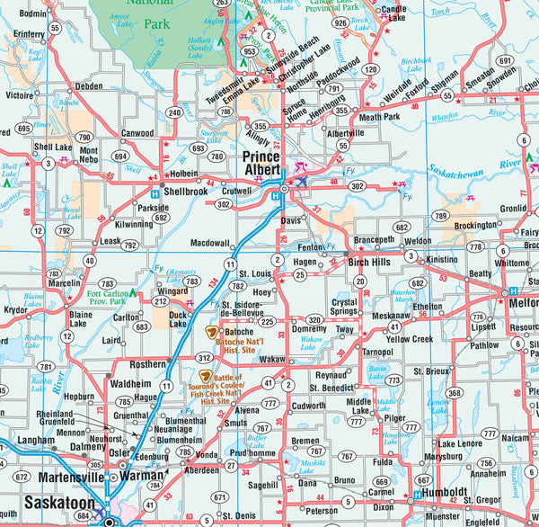 Saskatchewan Road Map Fast Track - Laminated -  MapArt