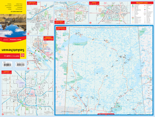 Saskatchewan Road Map Fast Track - Laminated -  MapArt
