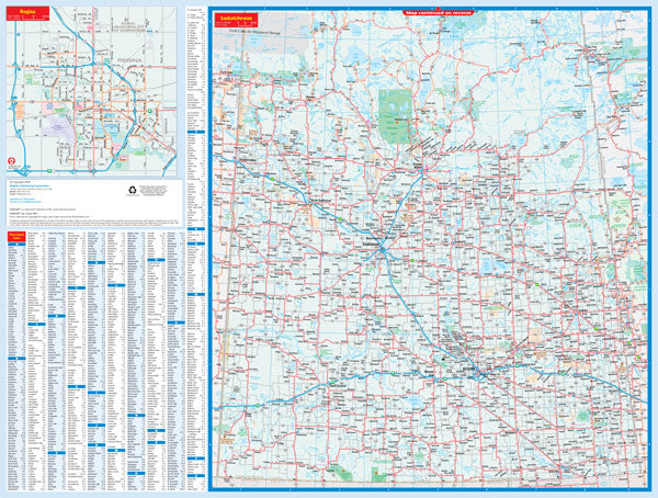 Saskatchewan Road Map Fast Track - Laminated -  MapArt