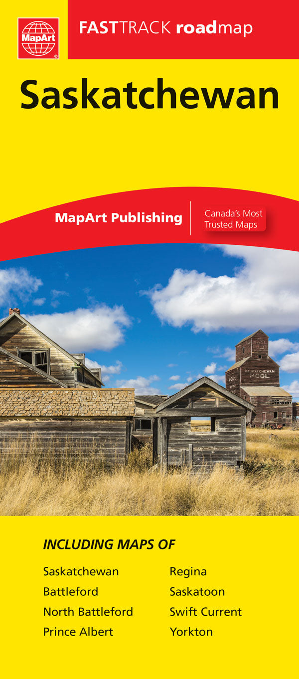 Saskatchewan Road Map Fast Track - Laminated -  MapArt