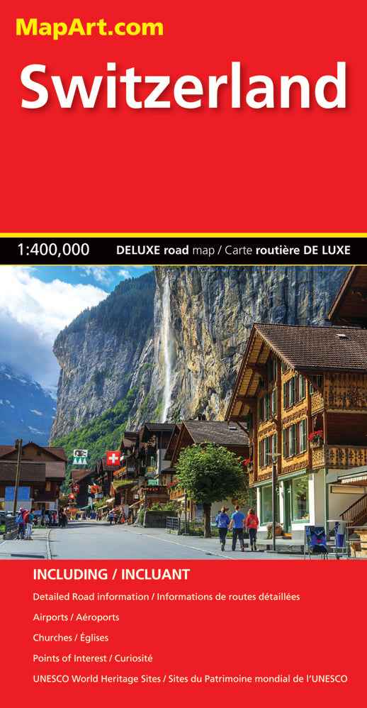 Switzerland Deluxe Road Map -  MapArt