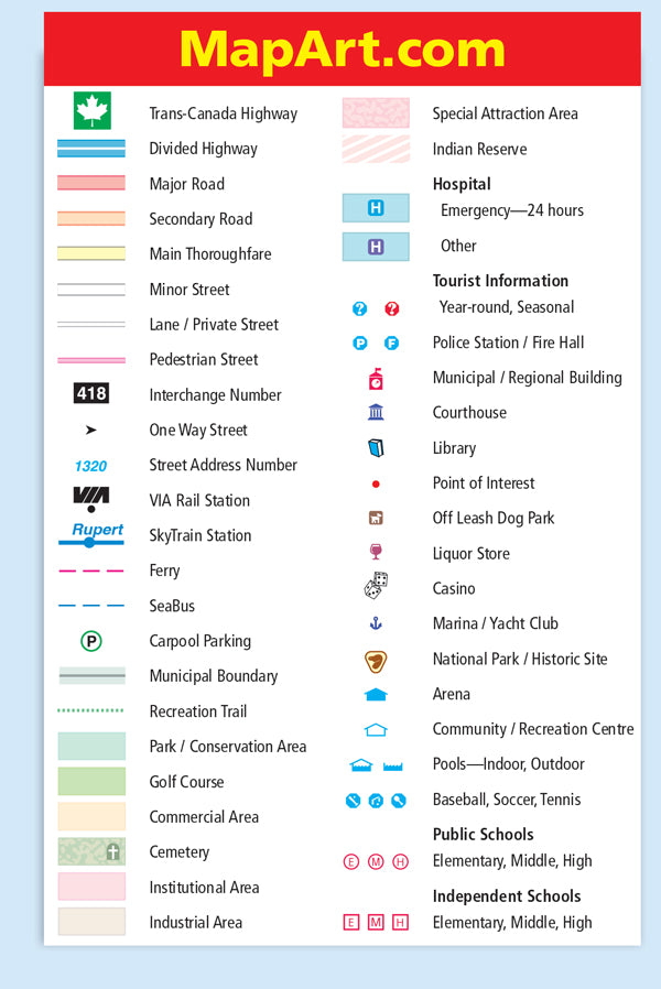 Vancouver (BC) Street Map Fast Track - Laminated -  MapArt