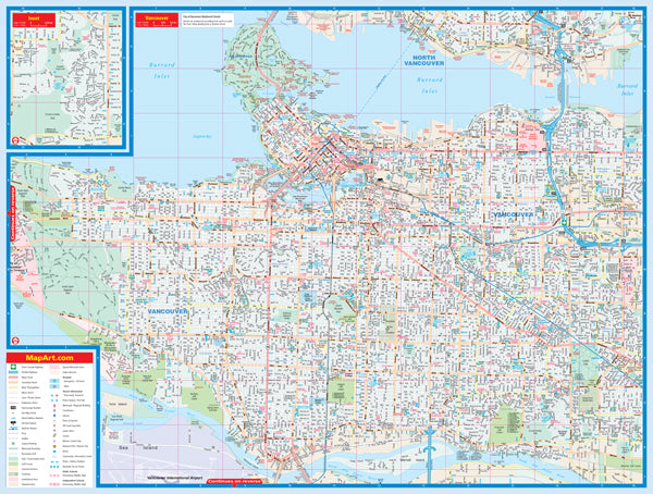 Vancouver (BC) Street Map Fast Track - Laminated -  MapArt