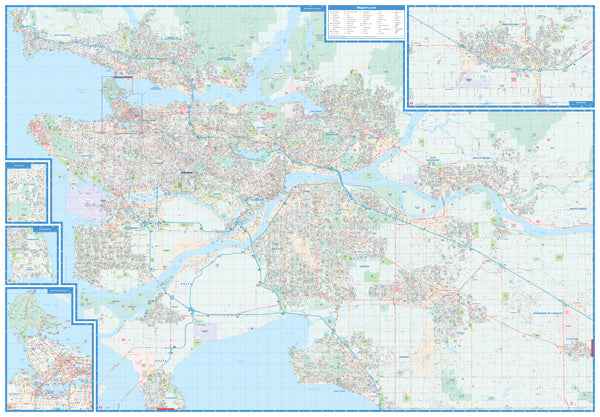 Vancouver & Fraser Valley (BC) Wall Map 59x41 - Laminated -  MapArt