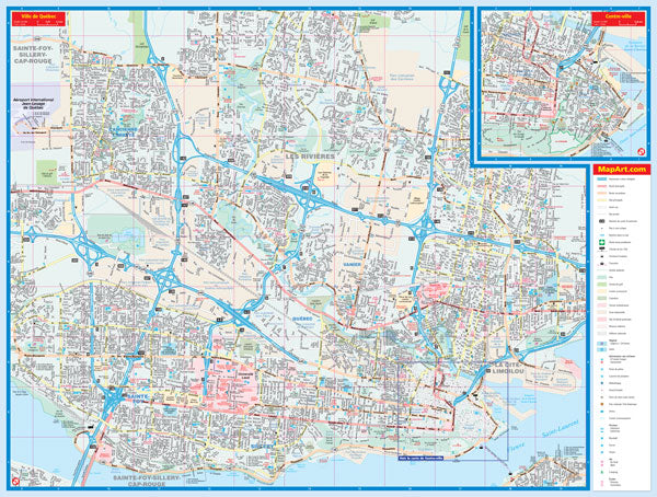 Ville de Quebec (QC) Street Map Fast Track - Laminated -  MapArt