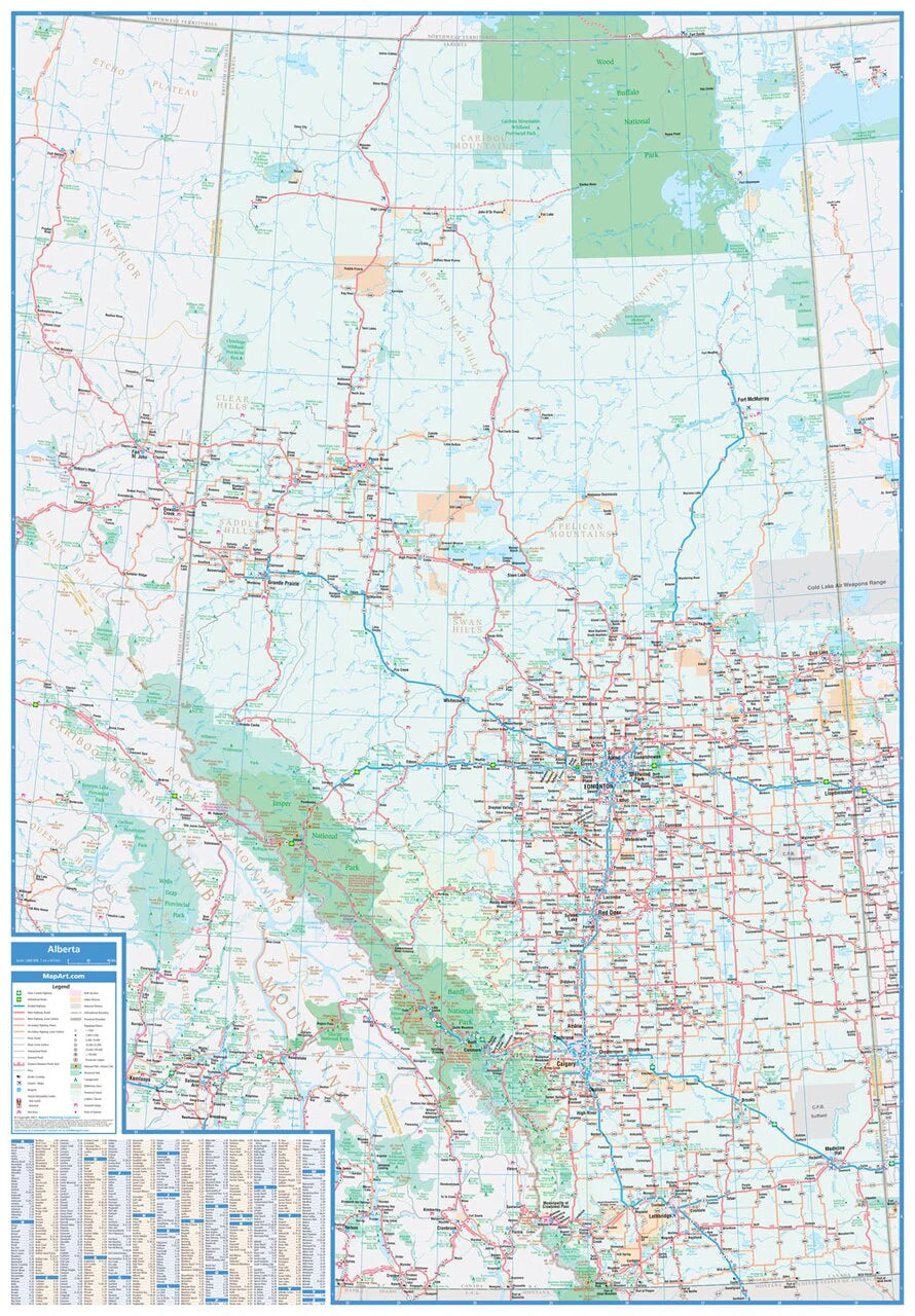 Alberta Wall Map 41x59 Laminated