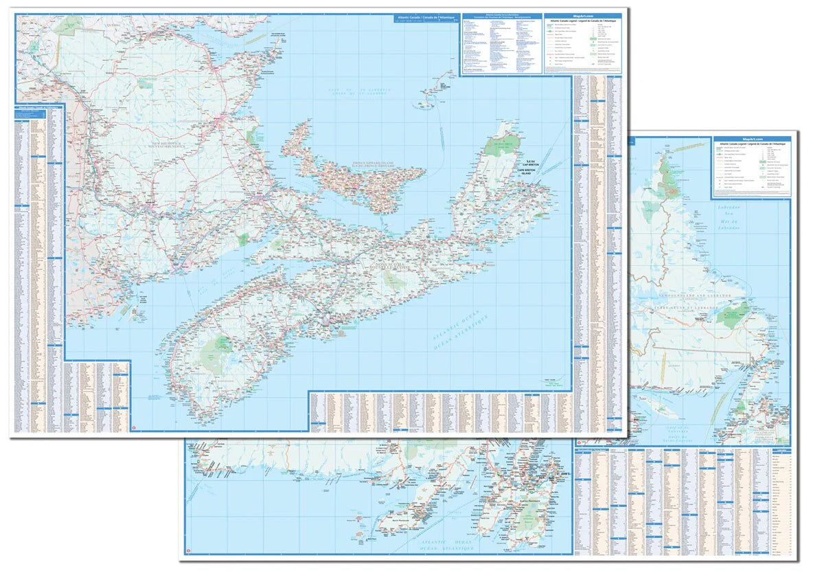 Atlantic Canada Wall Map 41x59 Laminated