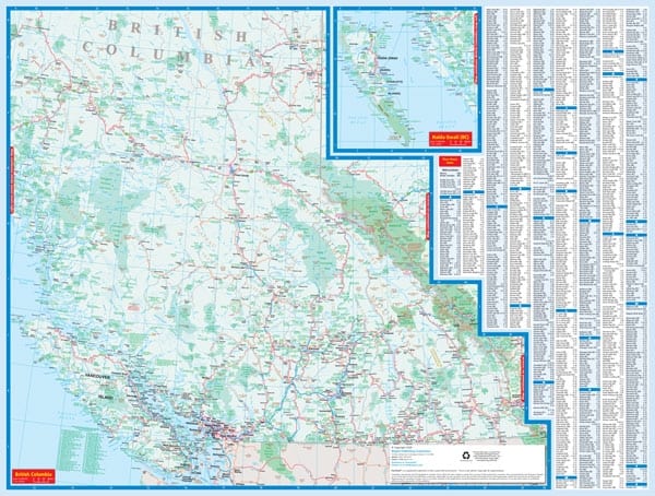 British Columbia Alberta Road Map Fast Track (Laminated)