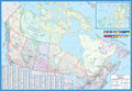Canada w/Flags Wall Map 50x32 Laminated