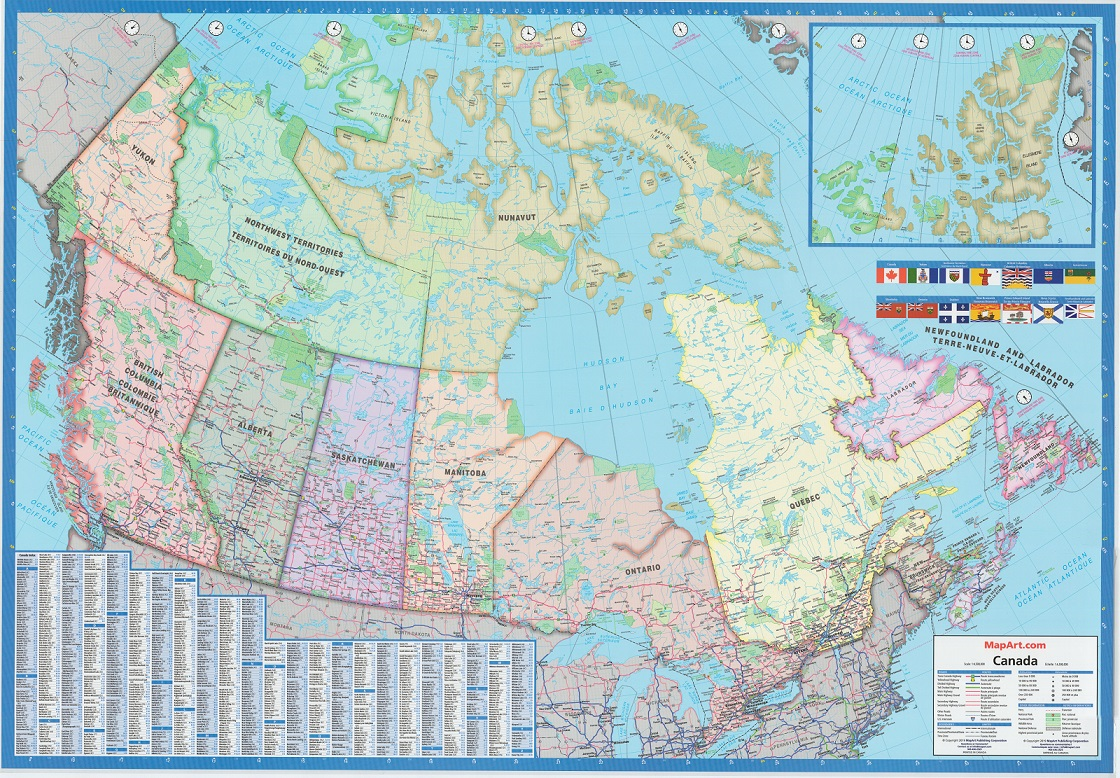 Canada Wall Map 33x48 Laminated