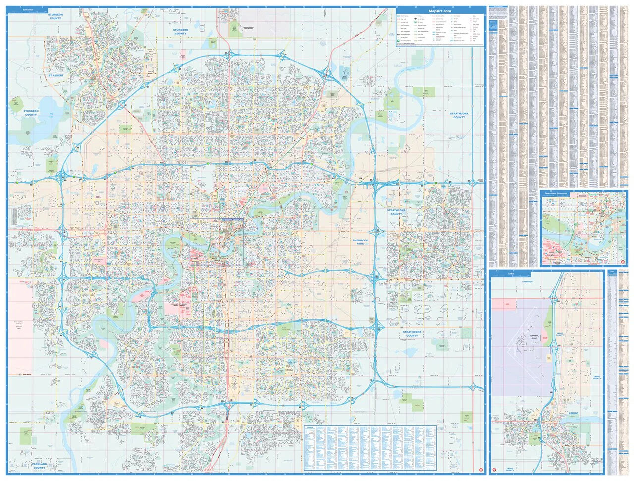 Edmonton Wall Map 41x54 Laminated