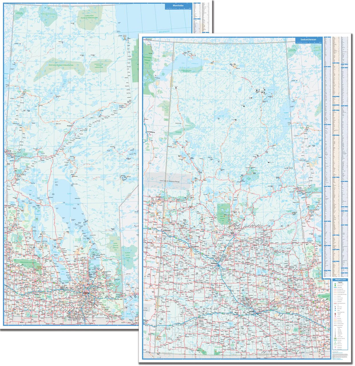 Manitoba / Saskatchewan 38x59 Wall Map Laminated