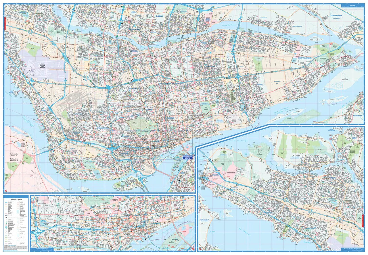Montreal Wall Map 41x59 Laminated