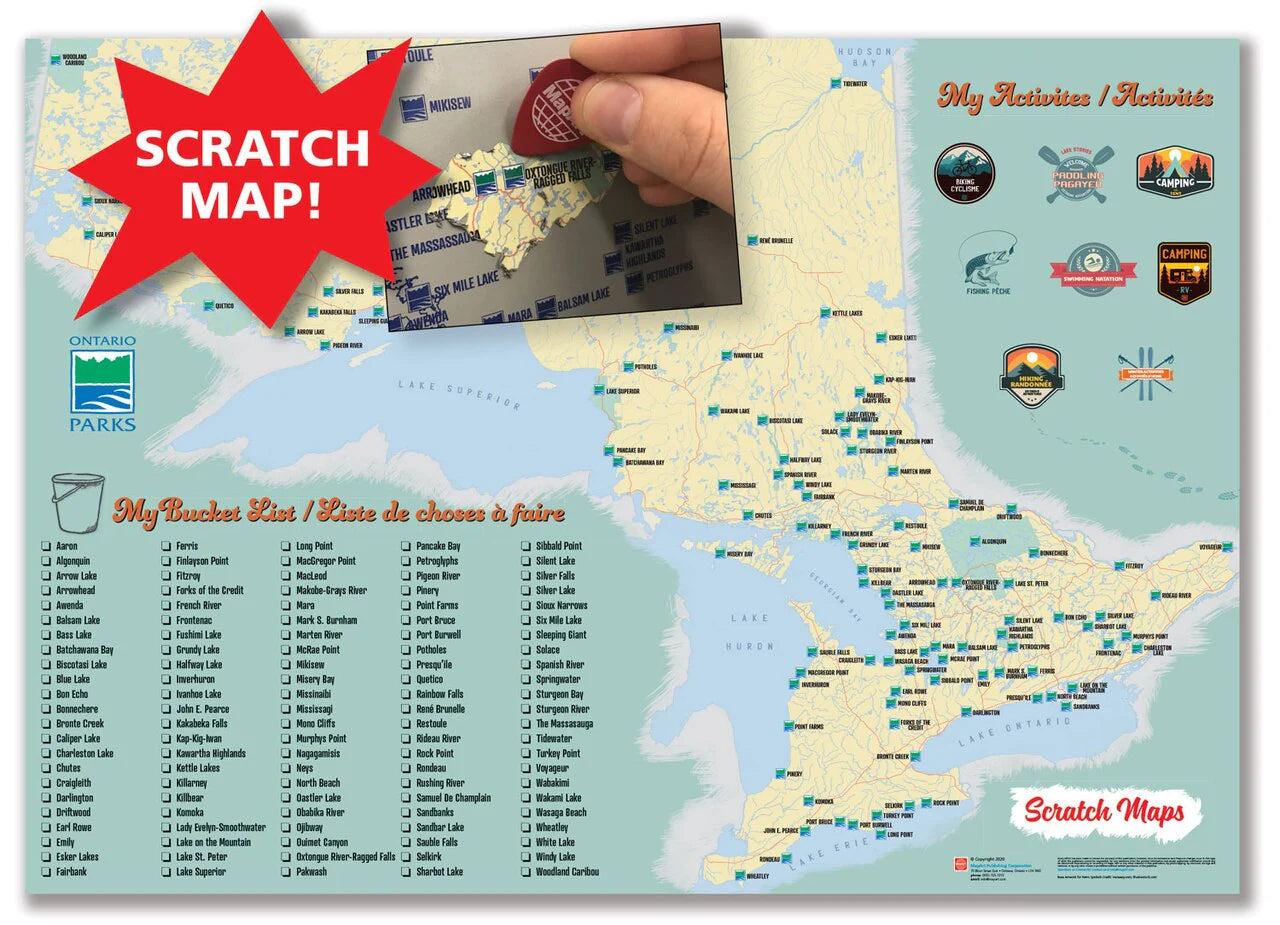 Ontario Provincial Parks Scratch Wall Map 20x28.5