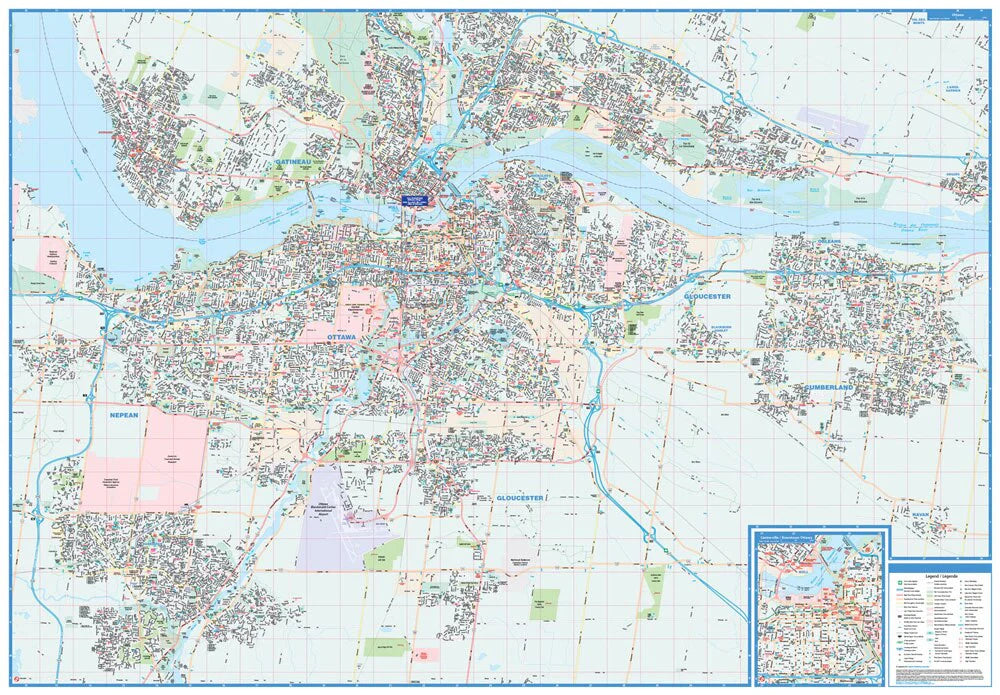 Ottawa Wall Map 41x59 Laminated