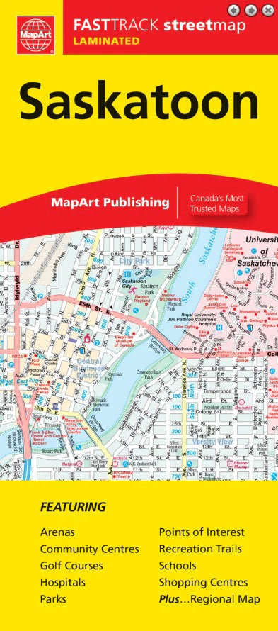 Saskatoon Street Map Fast Track (Laminated)