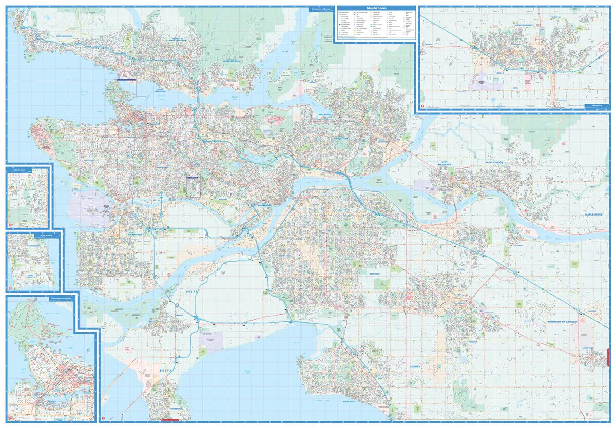 Vancouver Wall Map 41x59 Laminated