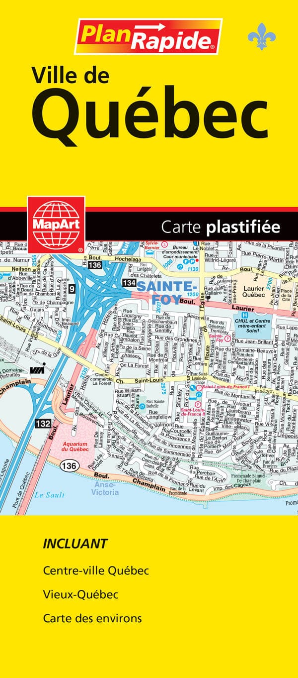Ville de Quebec Street Map Fast Track (Laminated)
