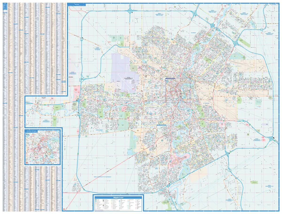 Winnipeg Wall Map 41x54 Laminated