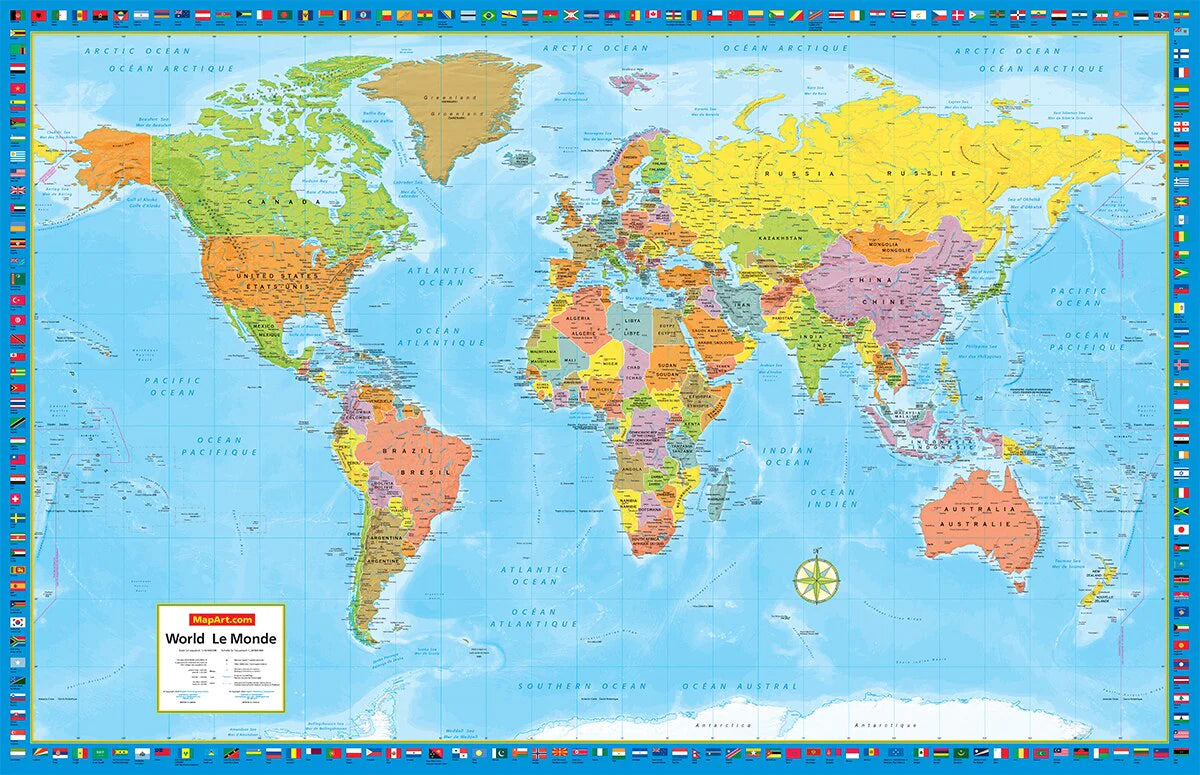 World Wall Map 38x59 Laminated