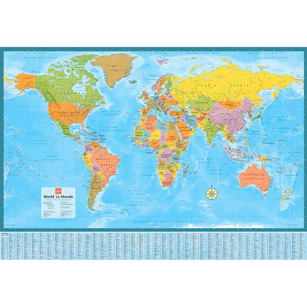 World Wall Map 28x40 Laminated